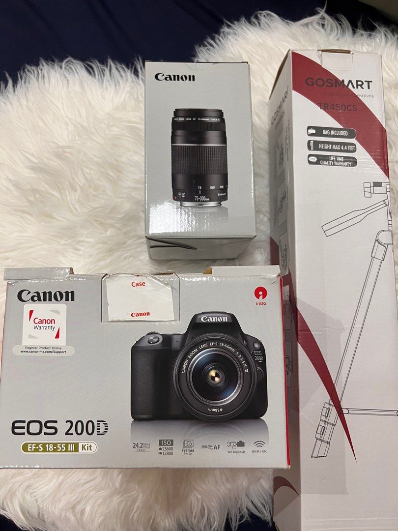 Canon DSLR EOS 200D EF-S 18-55 III Kit (Category: Cameras) located in Quezon City. Submitted by treeshabertol (Listing ID 1250110045, Image 3). Description: Specifications: Resolution - 24.2 megapixel Continuous shooting - 5fps Max ISO 25,600 / Expands to ISO 51,200 EOS Movies / Full HD at 60p Optical viewfinder With 9-point autofocus Image- DIGIC 7 Live View With Dual Pixel CMOS AF Wireless link - Bluetooth®, NFC and Wi-Fi Inclusions: Canon EOS 