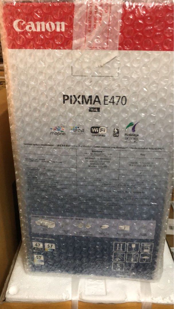 Canon printer E470 (Category: Printers, Scanners & Copiers) located in Selayang. Submitted by pkohler (Listing ID 1250152282, Image 2). Description: Brand new good color Canon printer with sealed packaging not opened before. Comes with starter ink, ready to print. Also selling spare ink catriages on 3rd picture:- Black RM30 x9 Colour RM60 x4 Take printer and all ink can discount ! Price is below retail price on Shopee/Lazada..