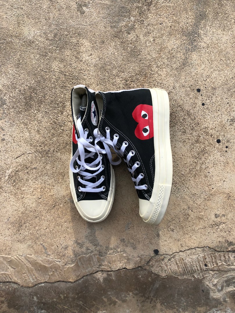 Cdg converse high black on feet hot sale