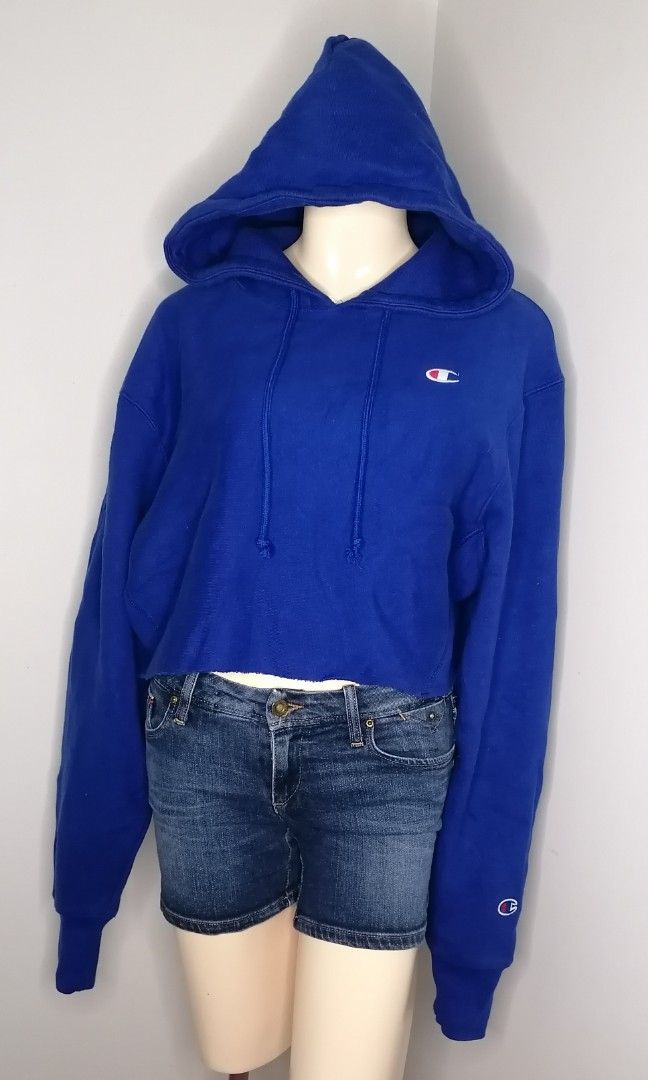 Royal blue champion crop hoodie hotsell