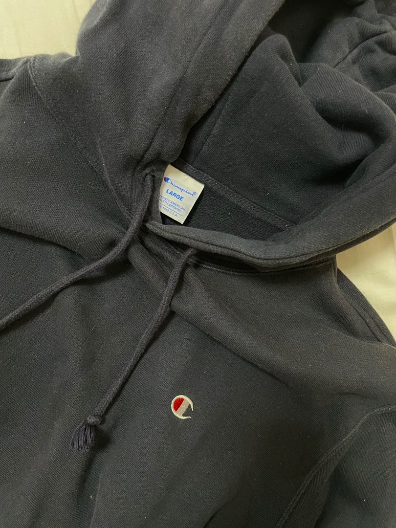 Champion Navy Blue Hoodie on Carousell