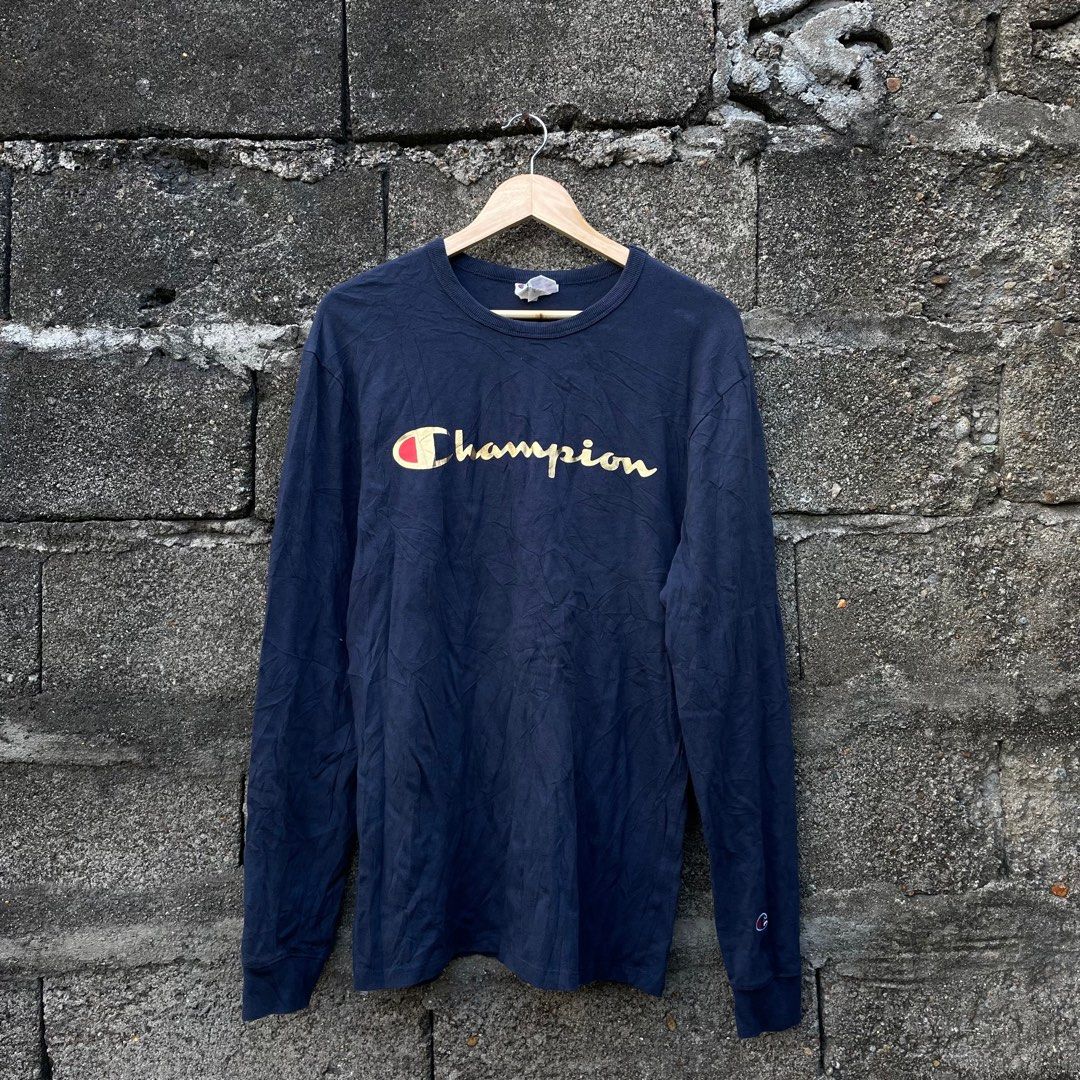 Long sleeve blue champion shirt discount