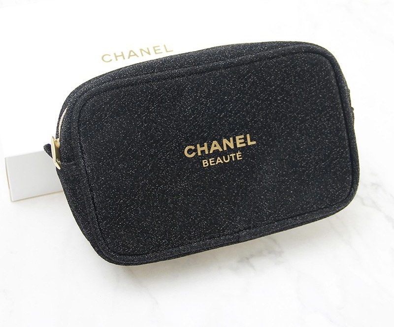 CHANEL, Bags, Chanelbeaute Black With Gold Glitter Cross Body Or Makeup  Bag New In Box