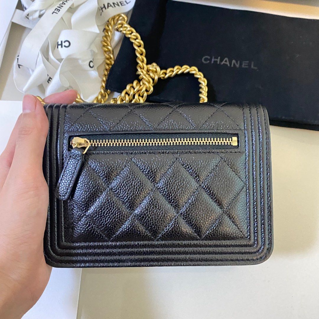 Chanel Boy Wallet Clutch on Chain WOC Black GHW Luxury Bags