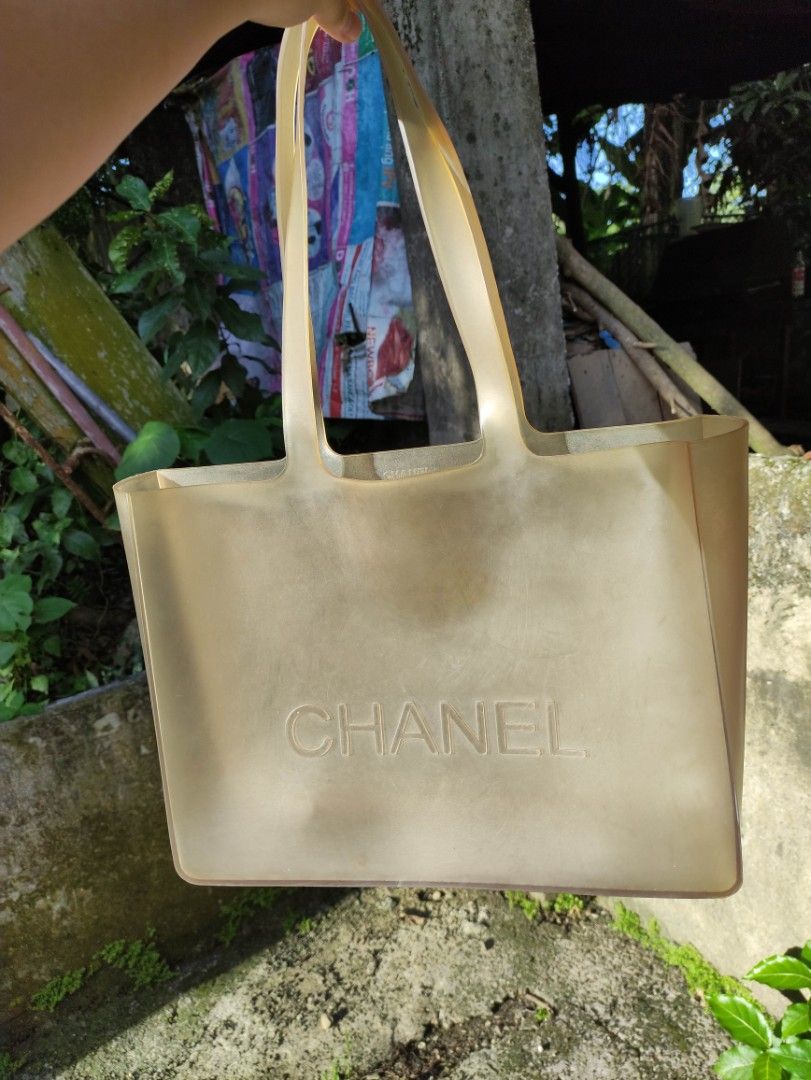 Chanel Pale Blue Rubber Tote Style Handbag at 1stDibs