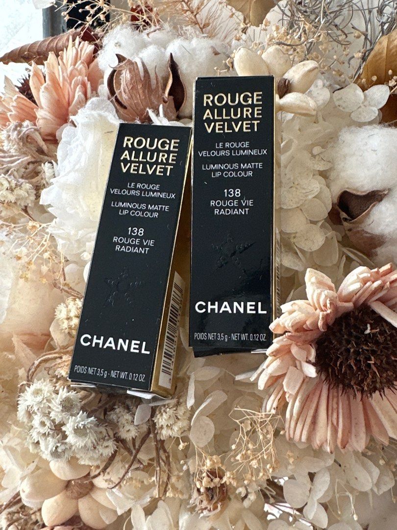 正版Chanel唇膏ROUGE ALLURE VELVET 138 - ROUGE VIE RADIANT, 美容＆個人護理, 健康及美容-  皮膚護理, 化妝品- Carousell