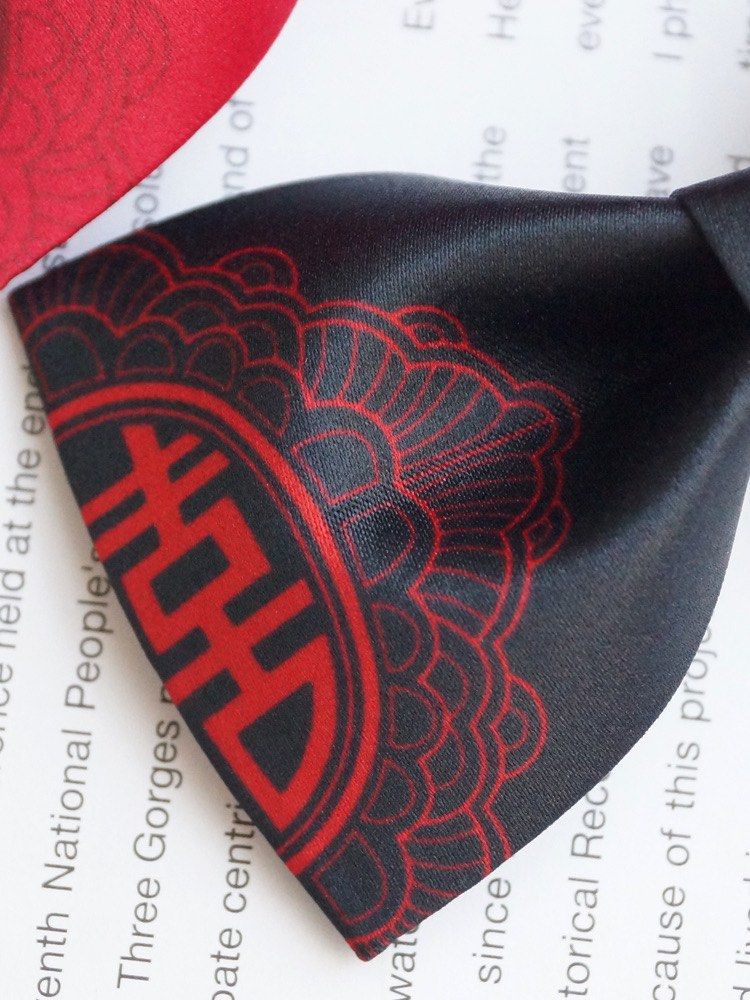 chinese collar with bow tie