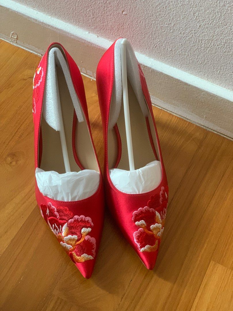 Red and sale white shoes heels