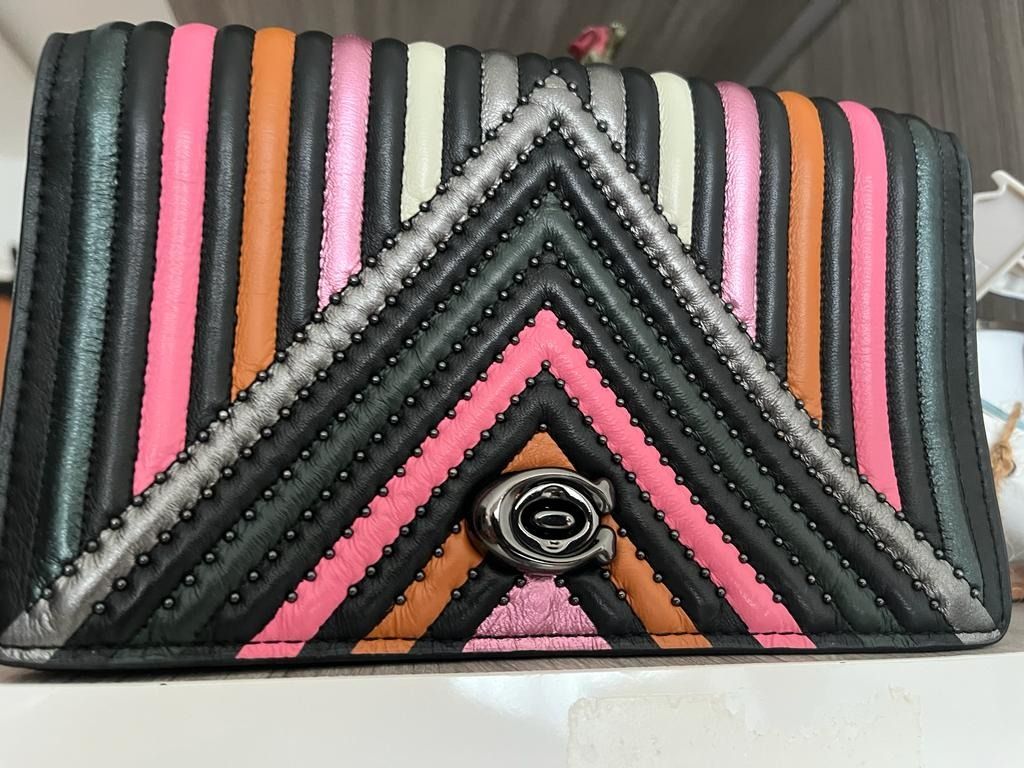 Coach parker with colorblock quilting and rivets deals