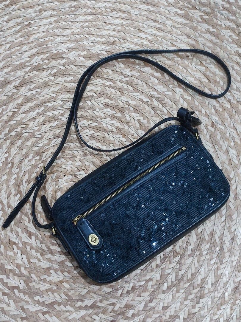 Coach sequin crossbody camera bag