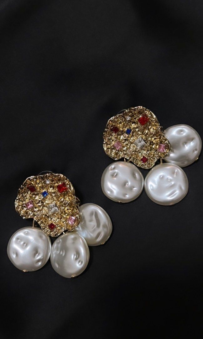 Coloured gem gold stud earrings Women s Fashion Jewelry