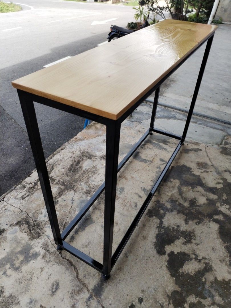 Console Table (Category: Tables & Sets) located in Rembau. Submitted by bbecrafts (Listing ID 1250010404, Image 2). Description: Dimension : Length 4 feet, Width 1 feet, Height 33 inch Material : Solid pine wood + metal.