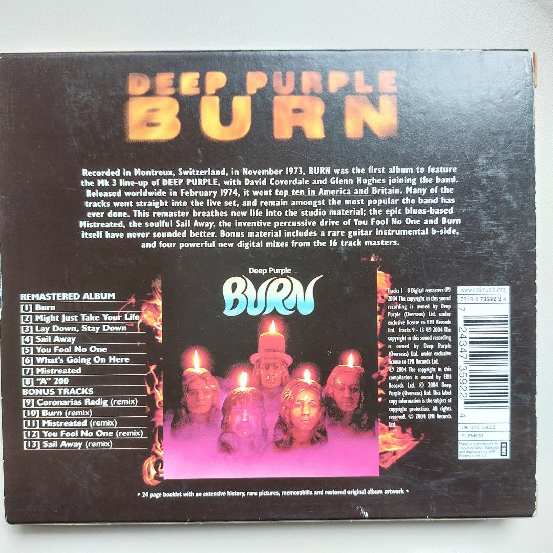 Deep Purple Burn 30th Anniversary Edition Hobbies And Toys Music And Media Cds And Dvds On Carousell