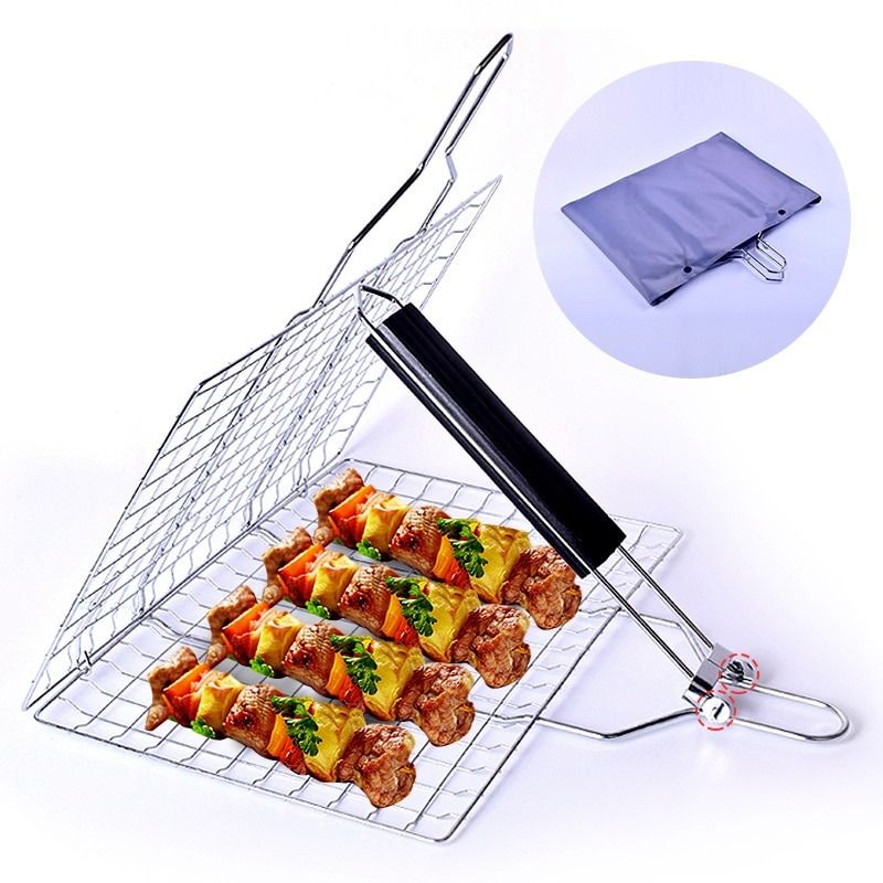 Foldable Barbecue Grill Net 304 Stainless Steel Portable BBQ Rack