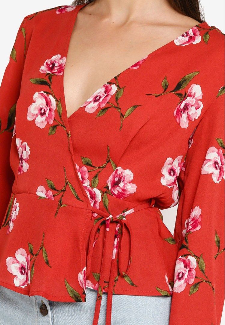 forever 21 floral wrap top