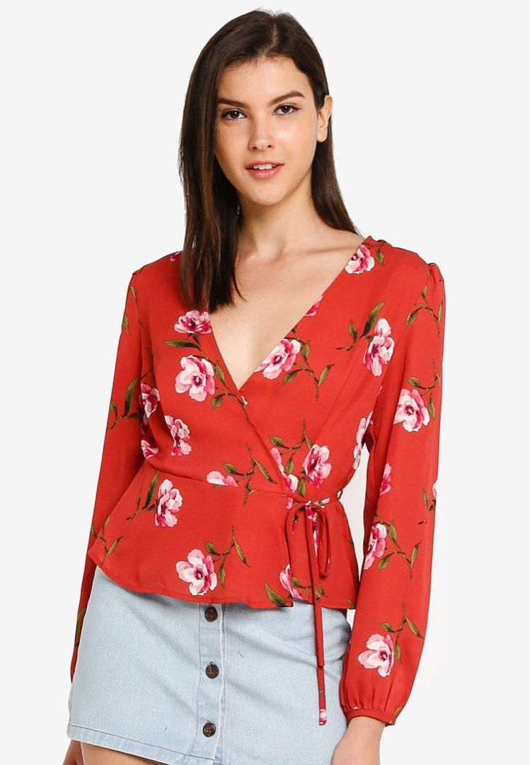 forever 21 floral wrap top