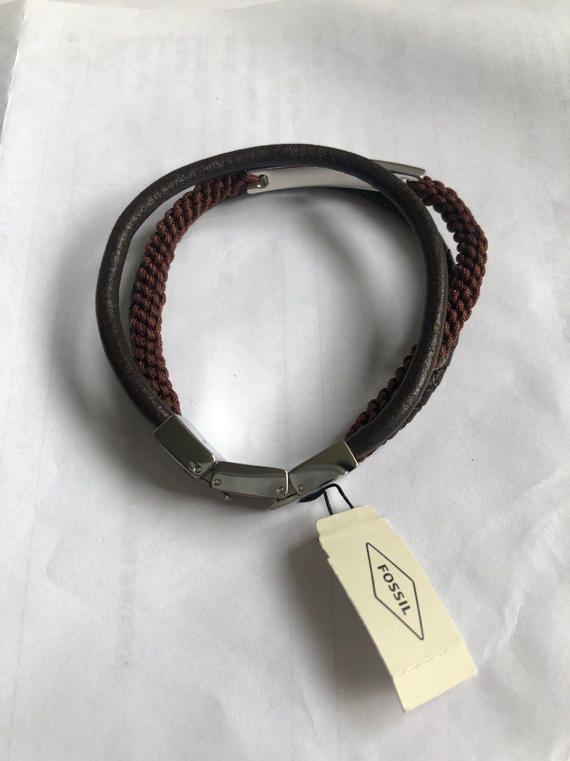 Fossil Bracelet 手繩- Drew Brown Leather Multi Strand Bracelet, 男