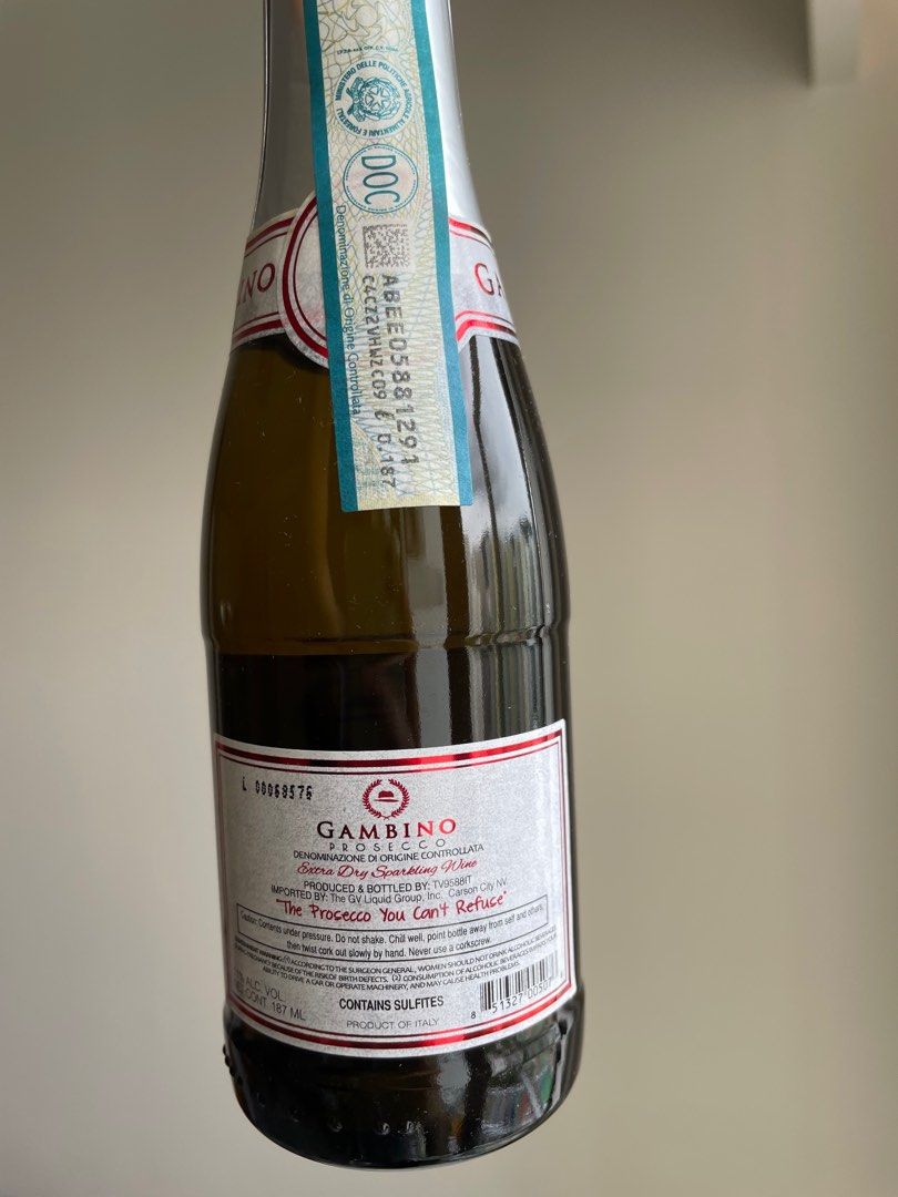 Gambino Prosecco Extra Dry Sparkling Wine Italy 187ml, 嘢食 & 嘢飲