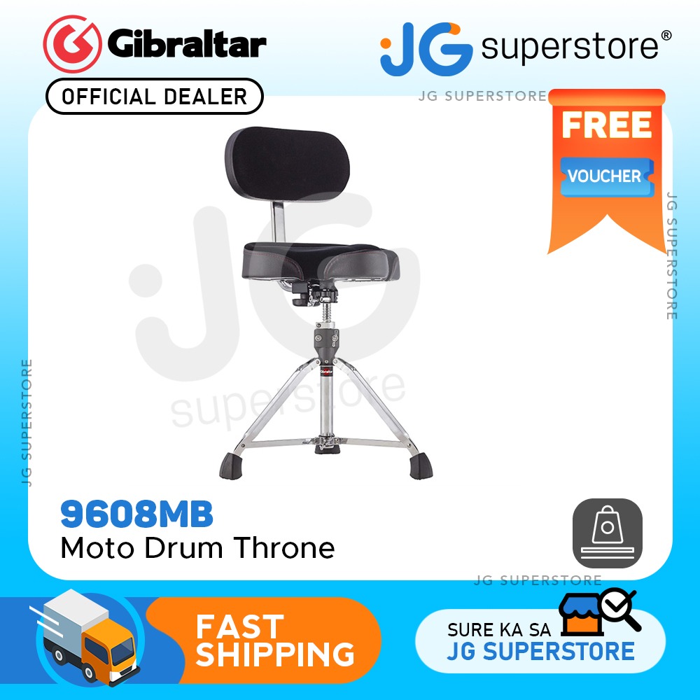 Gibraltar 9608MB Moto Drum Throne with Backrest, with Adjustable Height
