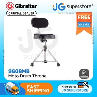 Gibraltar 9608MB Moto Drum Throne with Backrest, with Adjustable Height, Heavy Duty Bike Saddle Seat with Cordura Top and Double Braced Tripod | JG Superstore