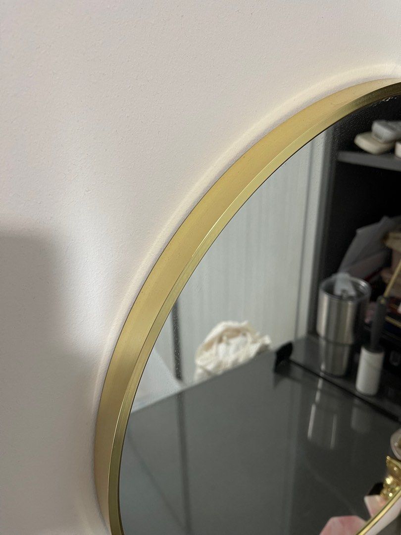 Gold trim wall mirror, Furniture & Home Living, Home Decor, Mirrors on Carousell