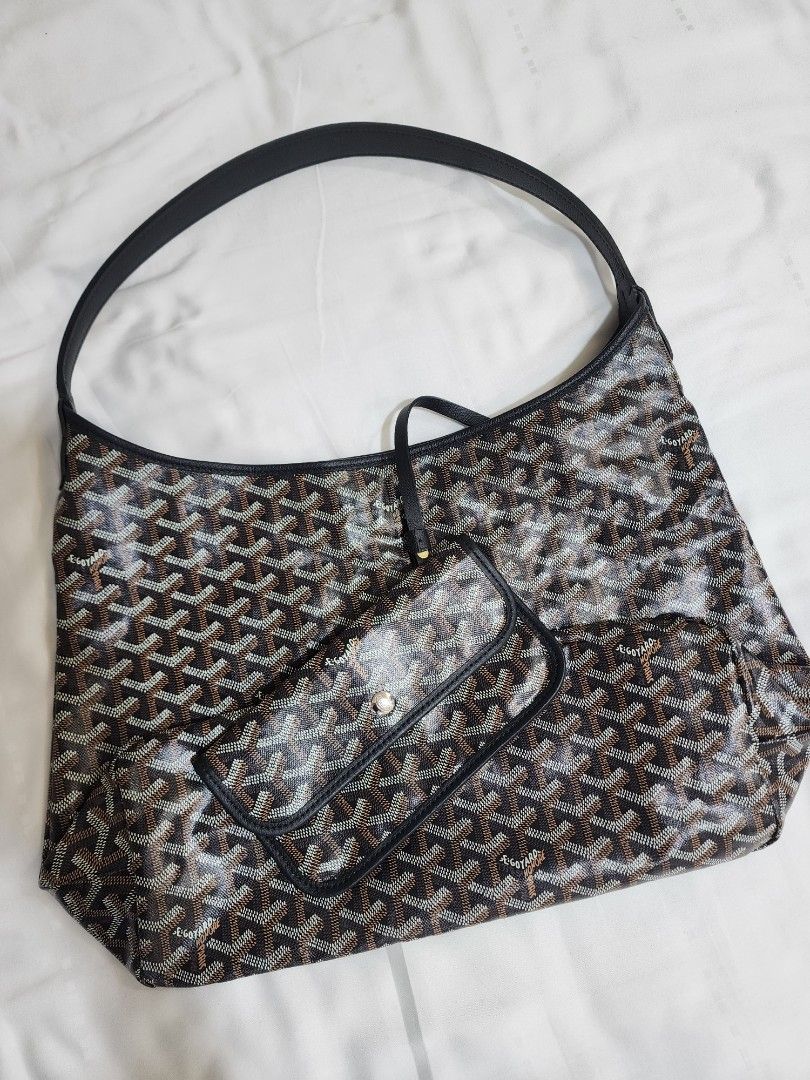 Goyard Goyardine Black Hand-Painted Coeur Ruban St. Louis GM Tote Bag  Silver Hardware