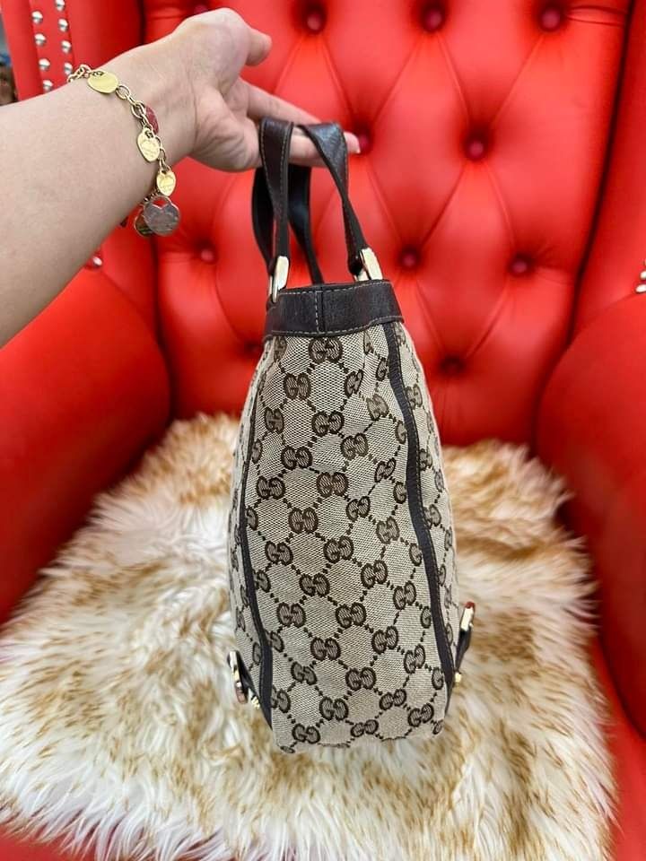 Tan Gucci GG Canvas Abbey D-Ring Handbag
