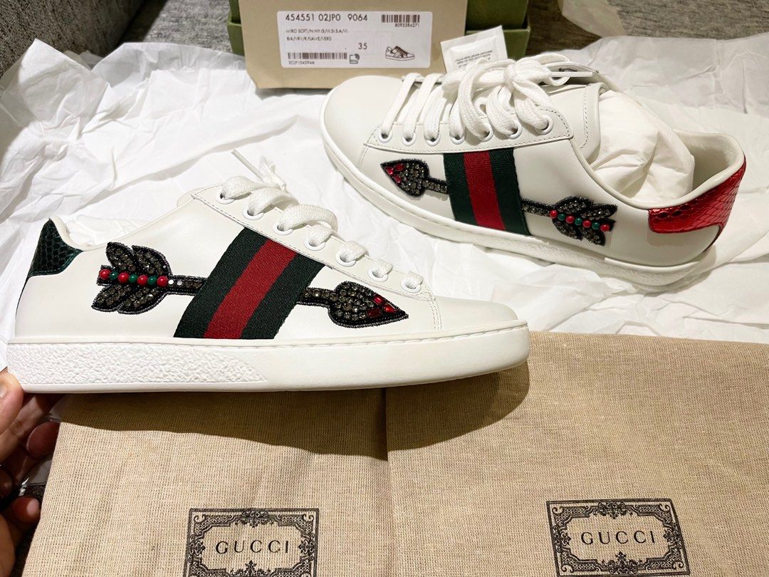GUCCI Sneaker leather white Crystal Arrow