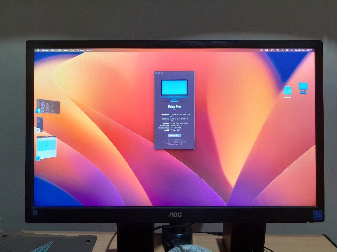 Hackintosh PC i5 9400 msi rx560 mac os ventura