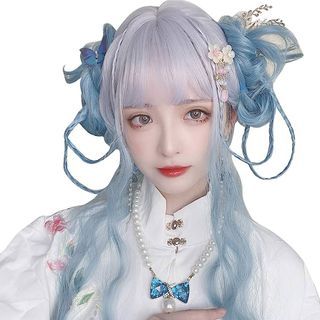 Harajuku Gradient Blue Silver Wig | Cosplay Lolita Cyberpunk Cute Princess Everyday Heat Resistant Japanese