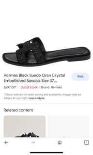 Hermes Black Oran Crystal Sandals