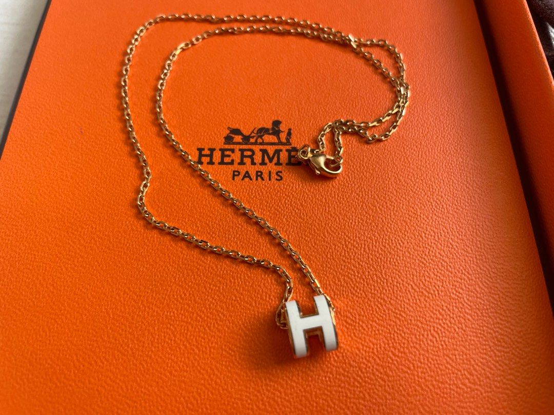 Hermes Necklace Pop Ash Mini Pendant H Rose Pink Silver color made in  France | eBay