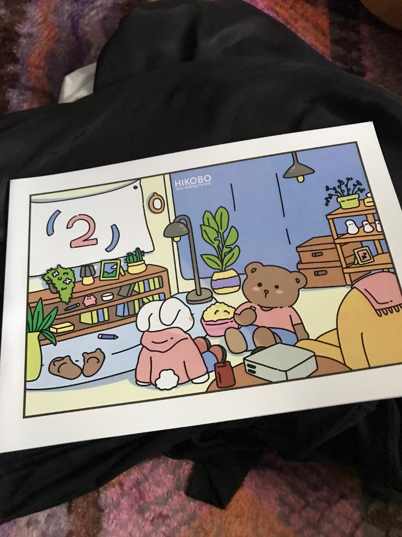 Hikobo Healing Coloring Book 2, Desain & Kerajinan Tangan, Karya Seni ...