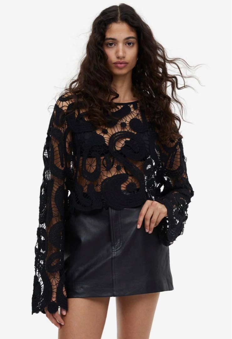 H&M Crochet Look Top, Women's Fashion, Tops, Blouses on Carousell