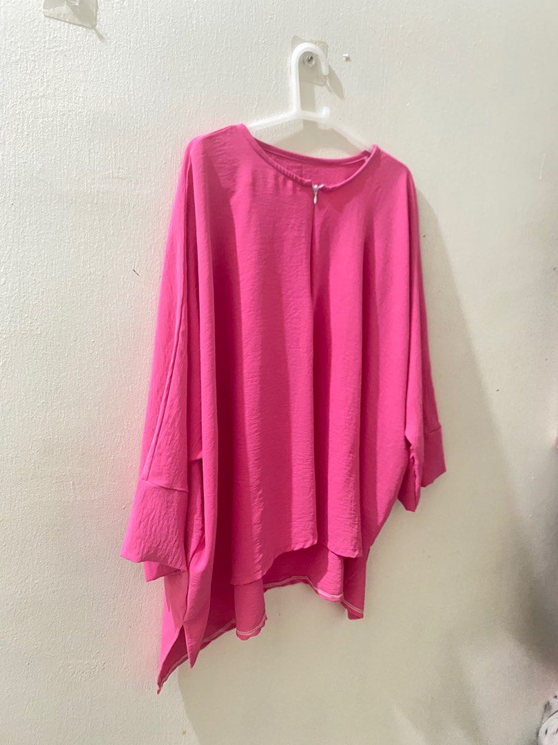 Hot Pink Loose Top, Women's Fashion, Tops, Blouses on Carousell