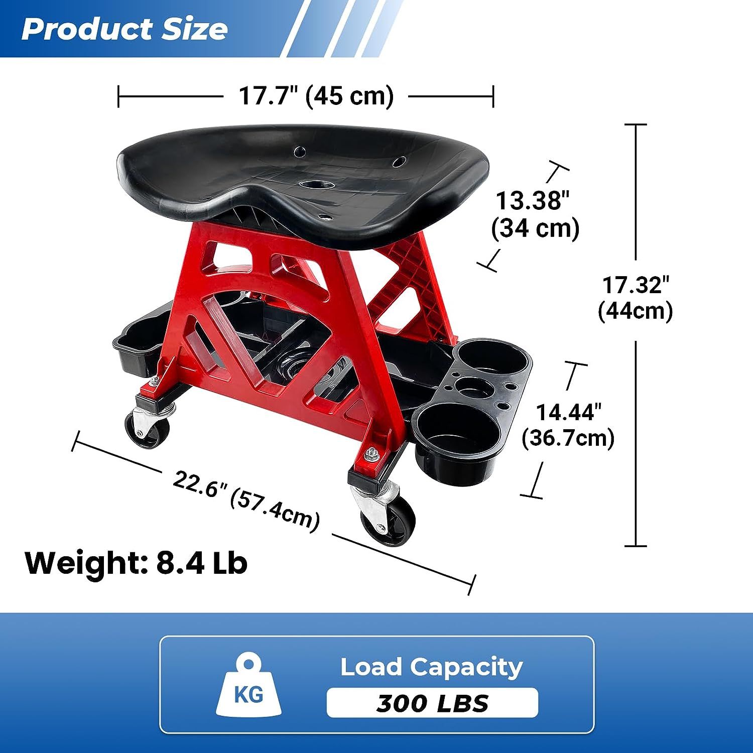 Heavy duty shop outlet stool with wheels