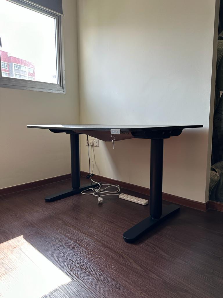 Ikea computer desk sit/stand, Furniture & Home Living, Furniture