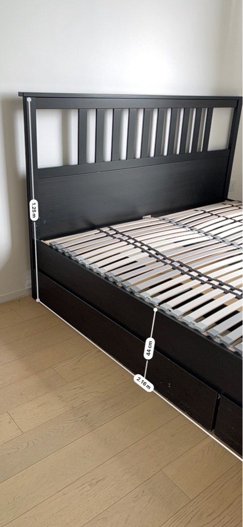 Ikea Hemnes king (Free dismantle) bed frame with storage & slatted base