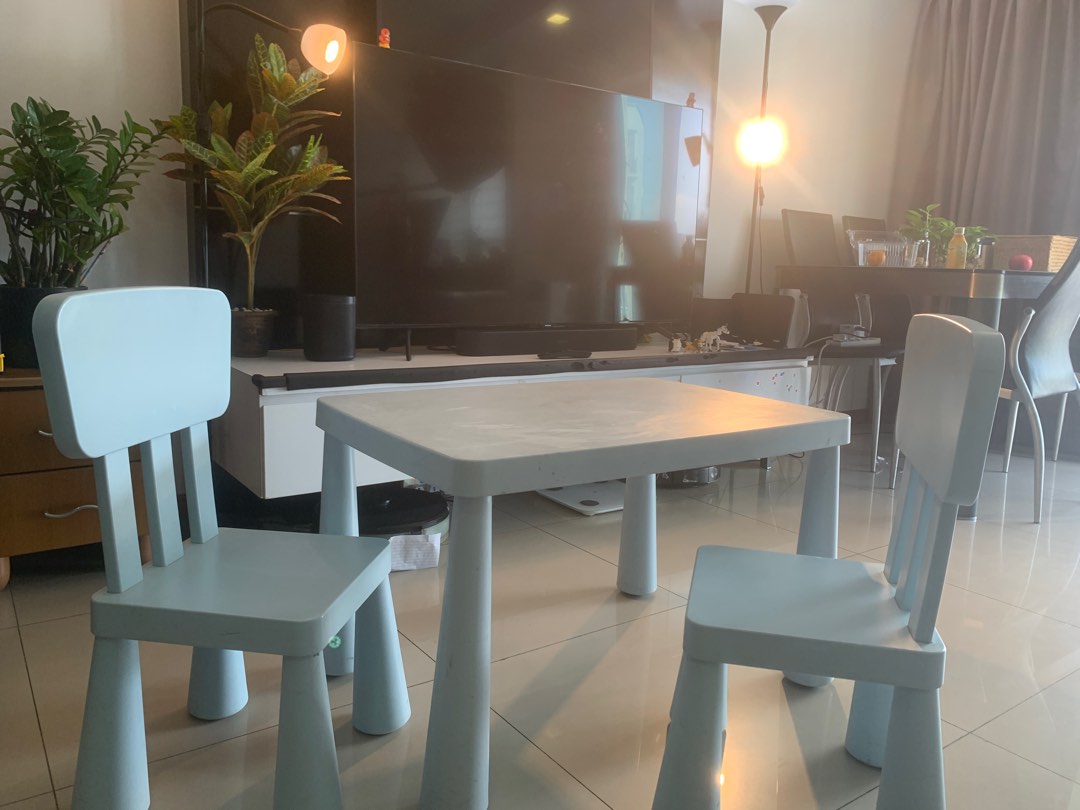 IKEA Kids plastic table and 2 chairs set, Furniture & Home Living ...