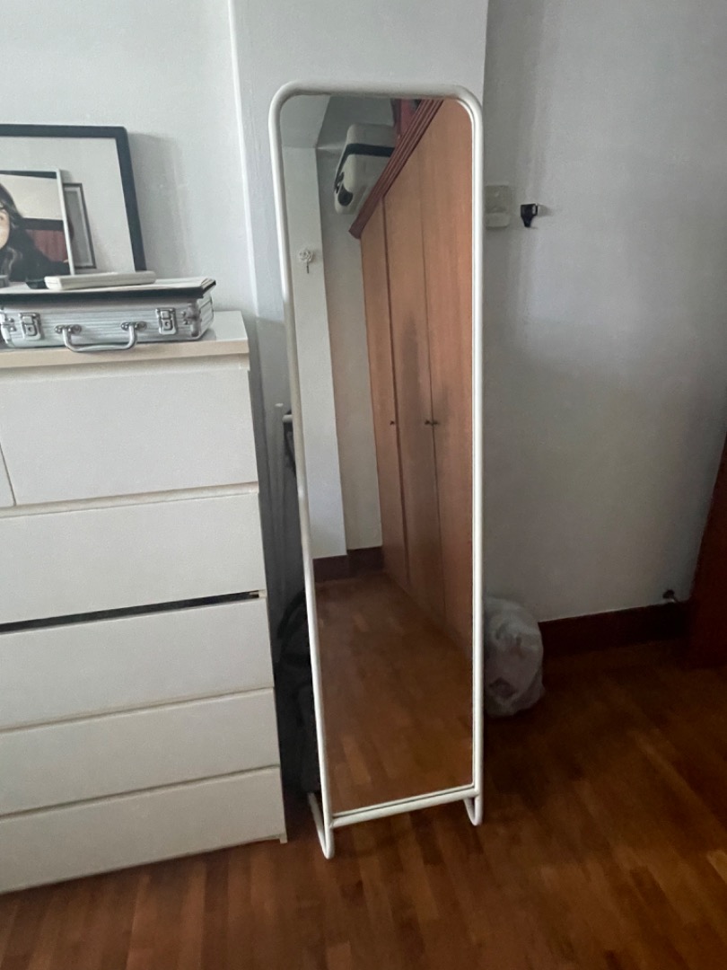 IKEA standing mirror white, Furniture & Home Living, Furniture, Other Home Furniture on Carousell
