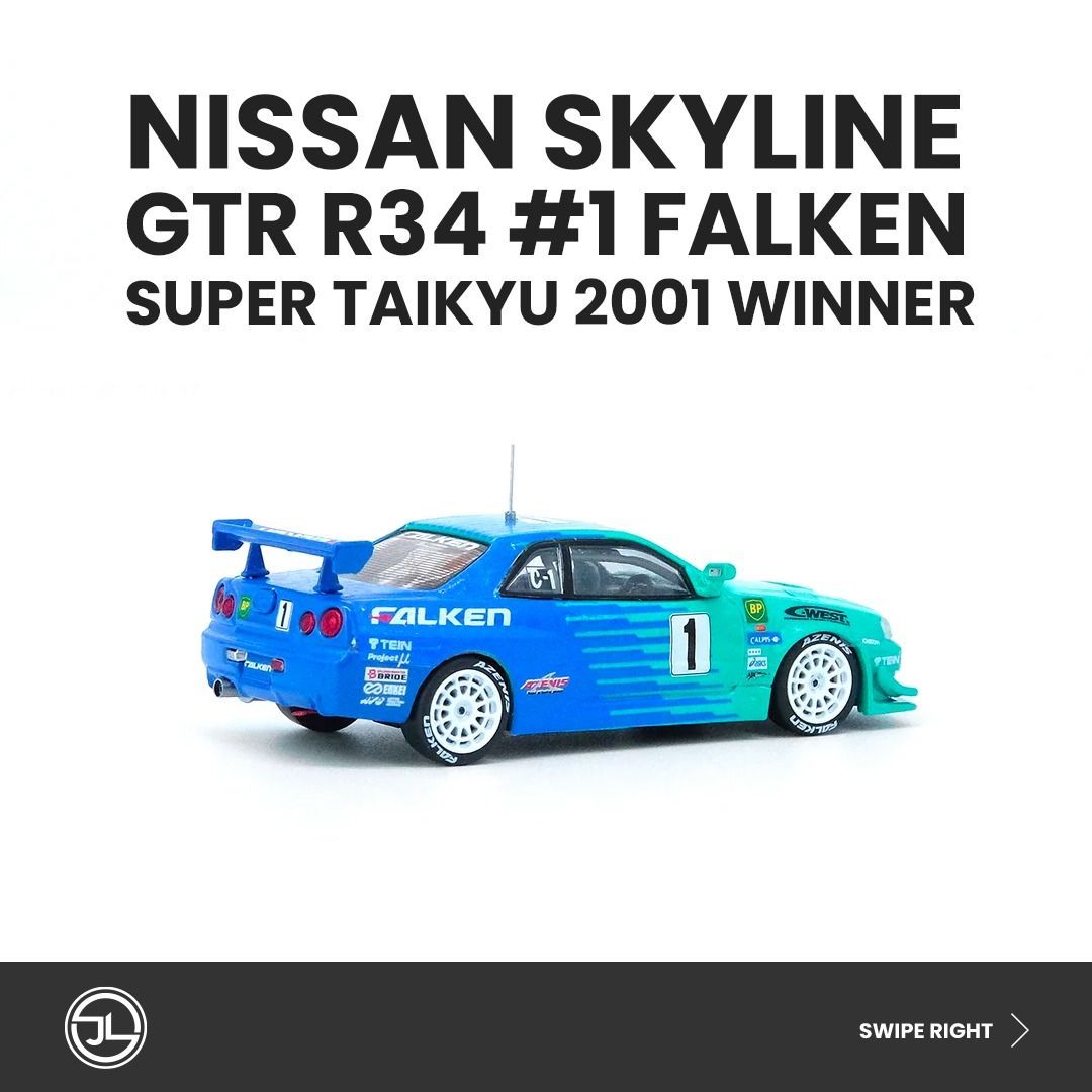 FALKEN 　 SUPER TAIKYU 2001優勝車　イノモデル　R34 INNO 1/64 NISSAN SKYLINE GT-R R34 #1 
