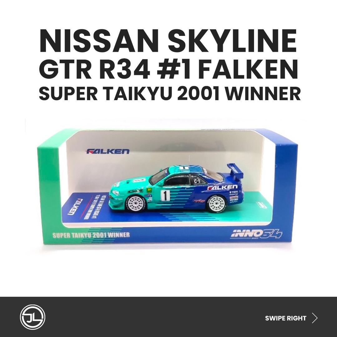 Inno64 Nissan Skyline R34 #1 Falken Super Taikyu 2001 Winner 1/64