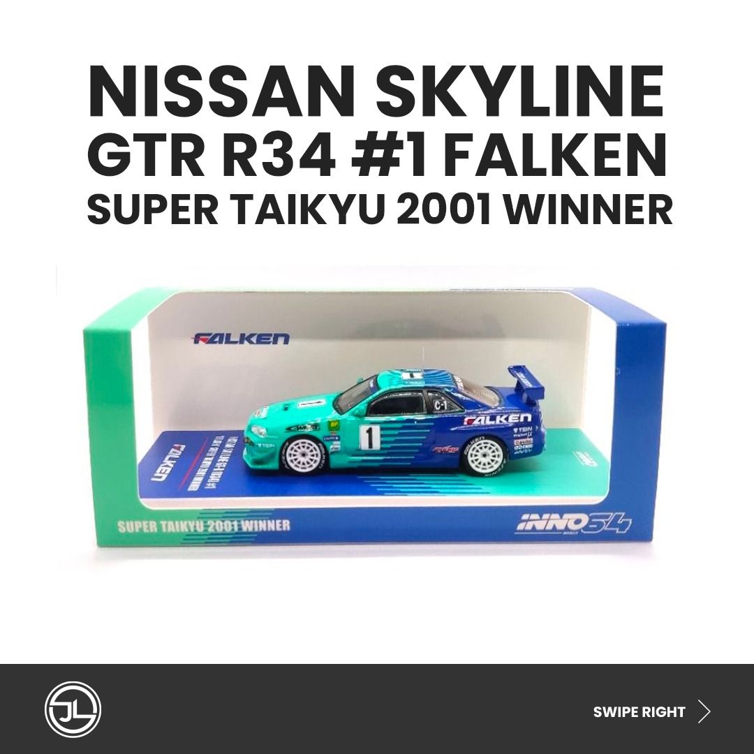 Inno64 Nissan Skyline R34 #1 Falken Super Taikyu 2001 Winner 1/64