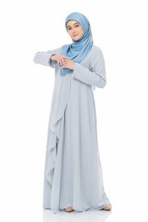 Jalilah Jubah Light Grey Chiffon M