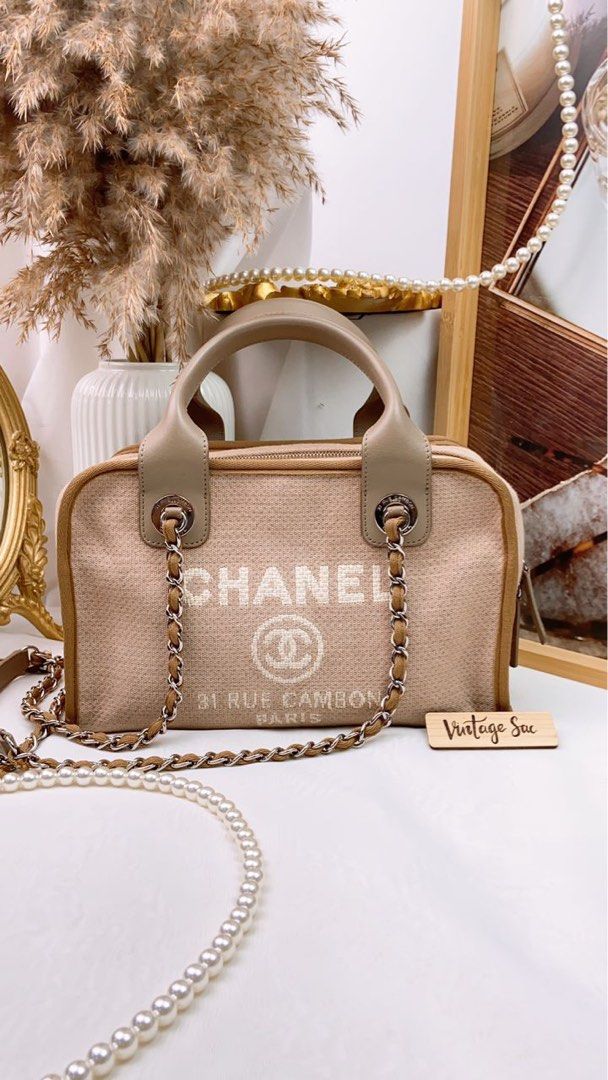 CHANEL Canvas Large Deauville Tote Brown 200912
