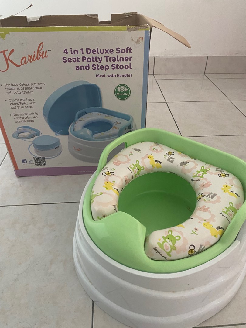 Karibu 4 in 1 Deluxe Soft Seat Potty Trainer & Step Stool, Babies
