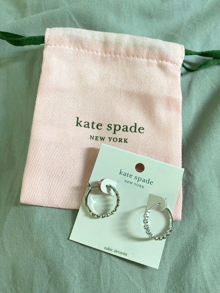 Kate Spade Full Circle Faux Diamond Silver Hoop Earrings