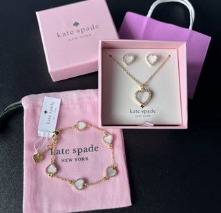 Kate spade Heart gold plated mother of pearl set bracelet, earrings necklace