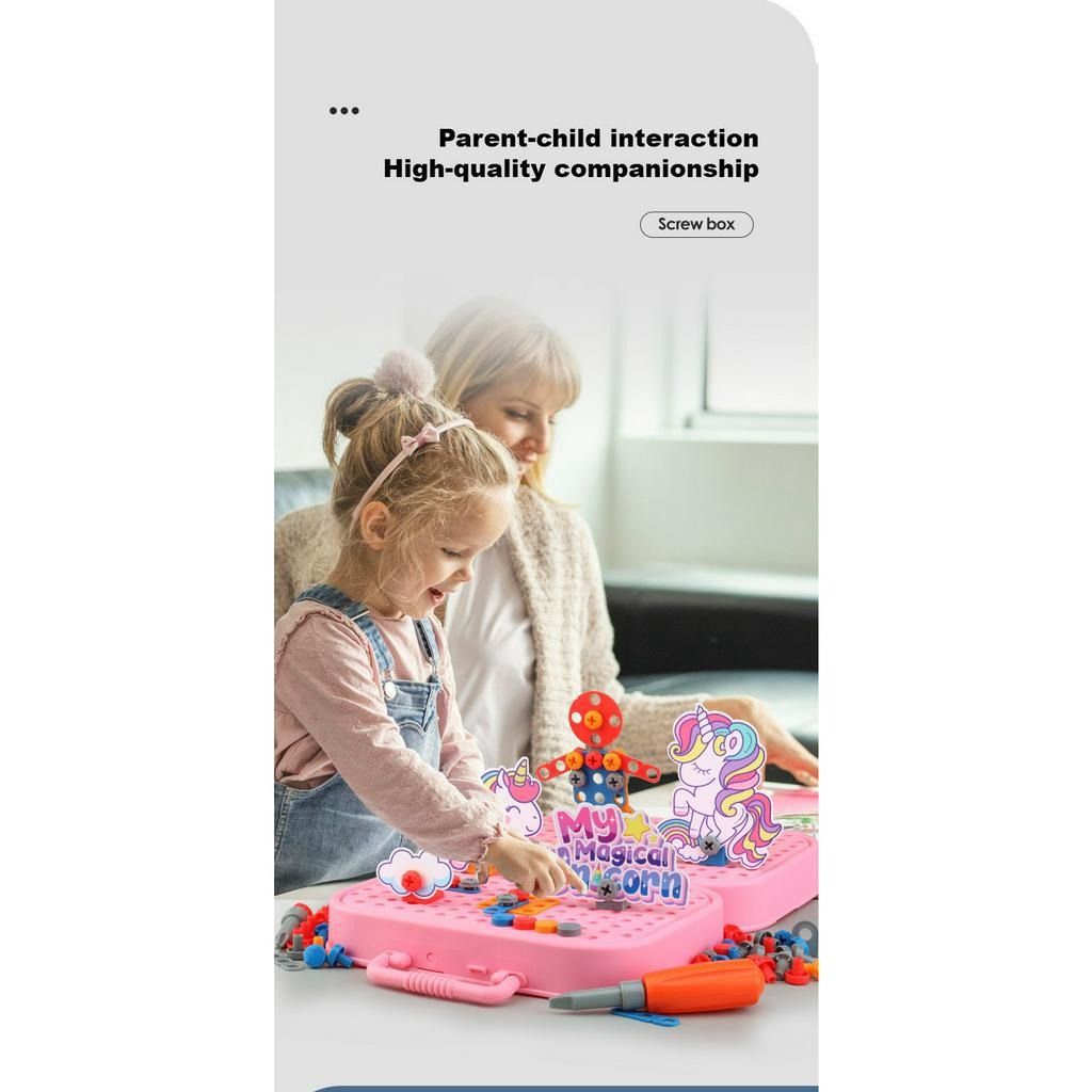 Kids 461 Piece Set with Electric Drill Toy Kids Drill Sets Preschool Toddler STEM Toy Hobbies Toys Toys Games on Carousell