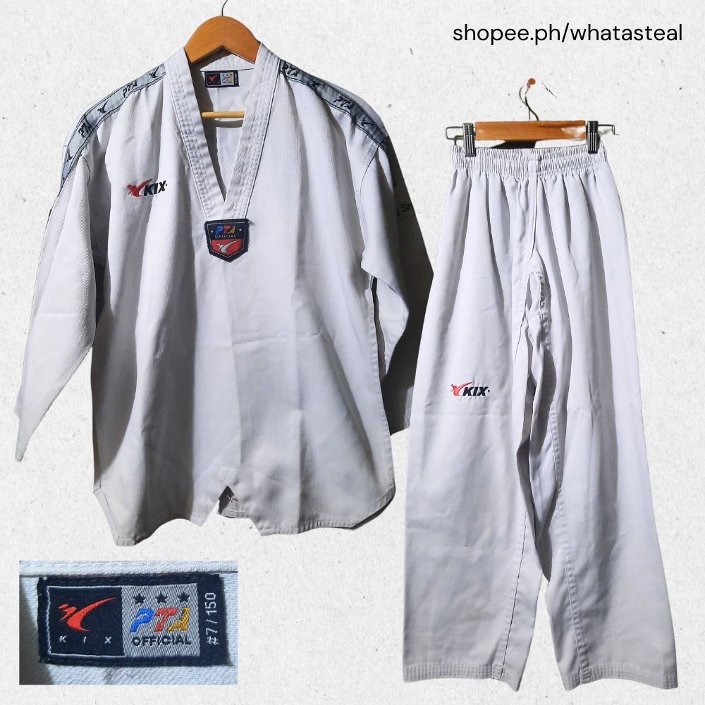 KIX Taekwondo Uniform Dobok (preloved) white collar, Sports Equipment, Sports & Games, Combat